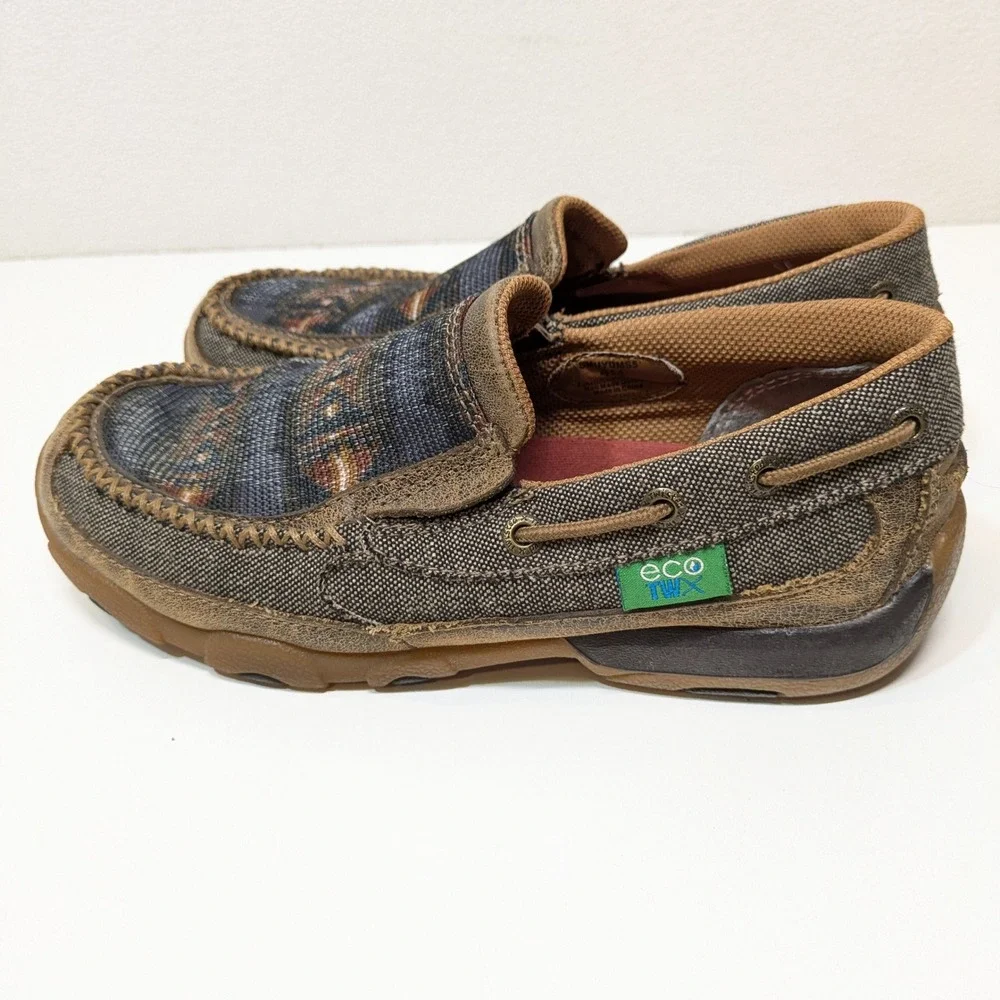 Twisted X Youth 4M Driving Mocs Southwestern Western Leather EcoTWX Loafers